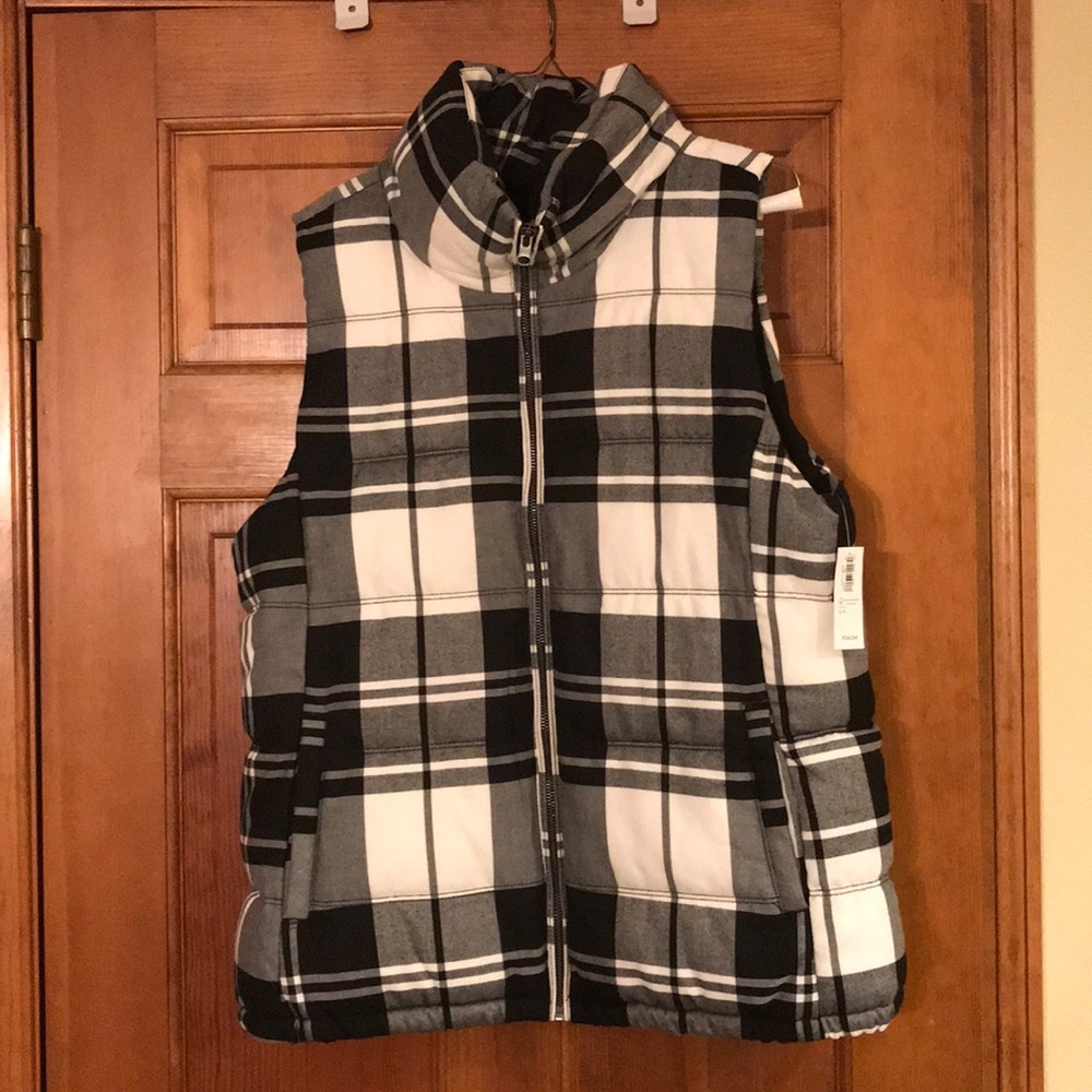 Black and White Plaid Vest